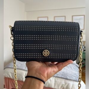 Tory Burch Dressy Crossbody Bag - Black & Gold